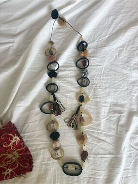 Maliparmi Black and Beige Statement Beaded Necklace